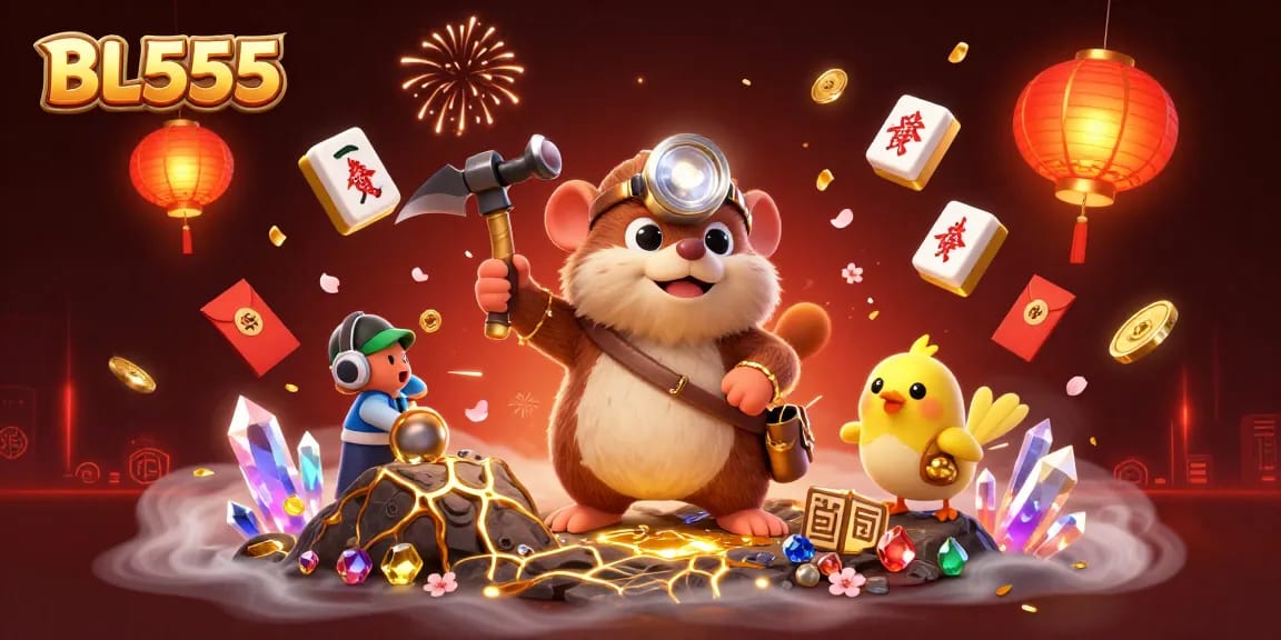 Engage with the vibrant world of BL555 through treasure hunting in a dynamic 3D casino setting.