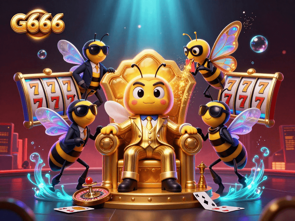 Engage in thrilling gaming at G666 with a rich casino-themed illustration highlighting vibrant action.