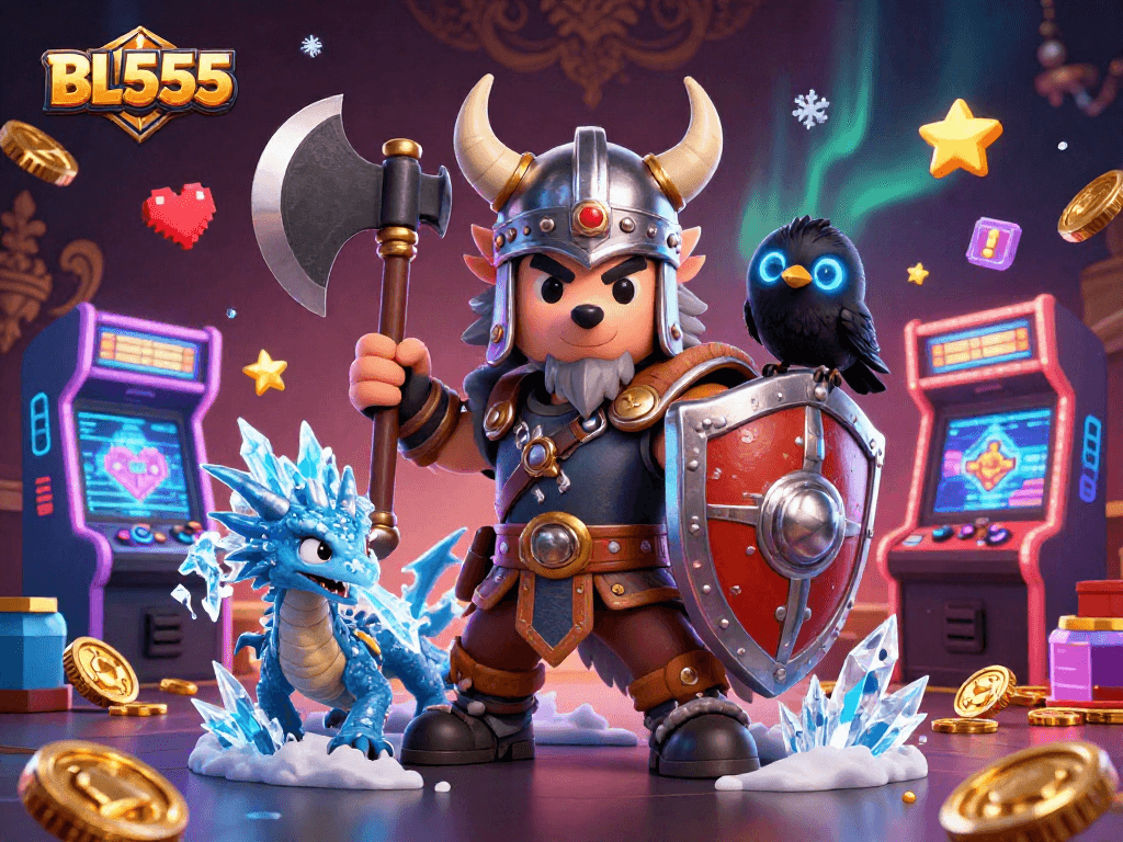 Experience the thrilling world of BL555 with vibrant gaming elements and heroic characters.
