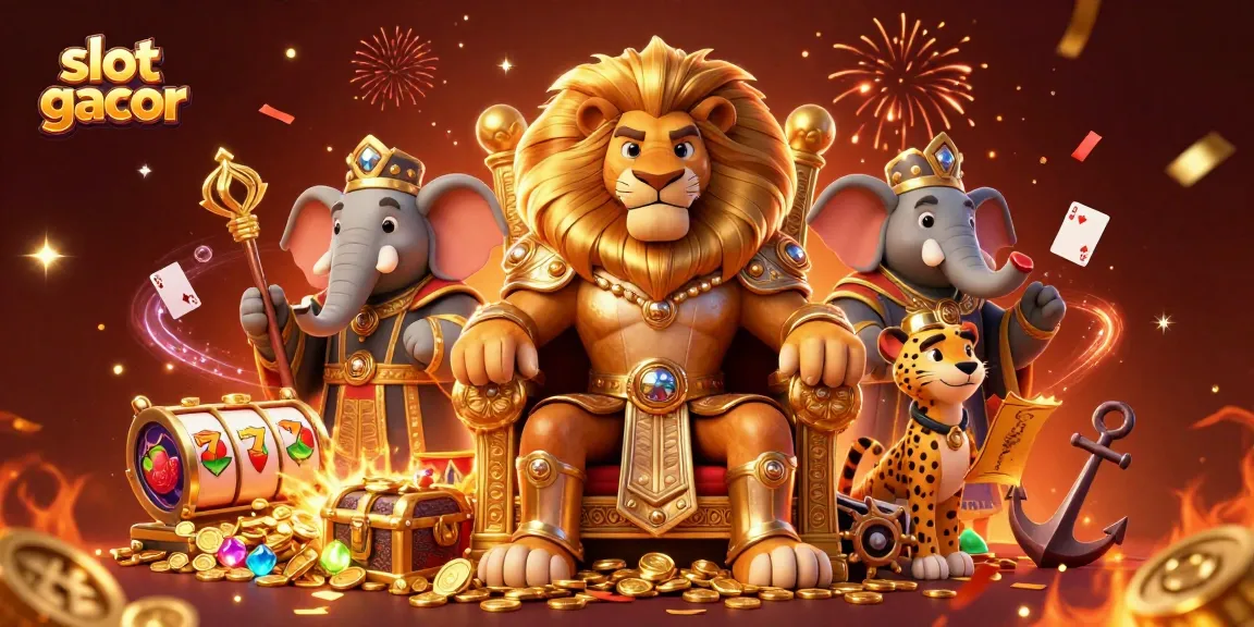 Spin the reels in style with slot gacor featuring a lion king, elephant advisor, and speedy cheetah.