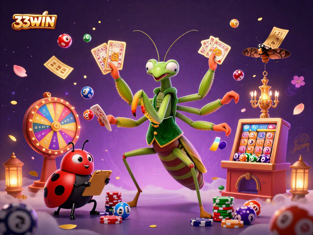 Experience the thrill of 33WIN with dynamic gameplay featuring colorful lottery elements and engaging characters.