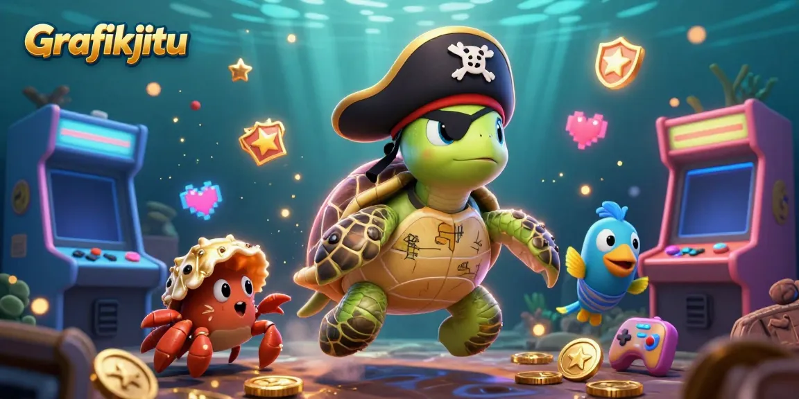 Experience thrilling gaming adventures with Grafikjitu in this vibrant underwater pirate scene.