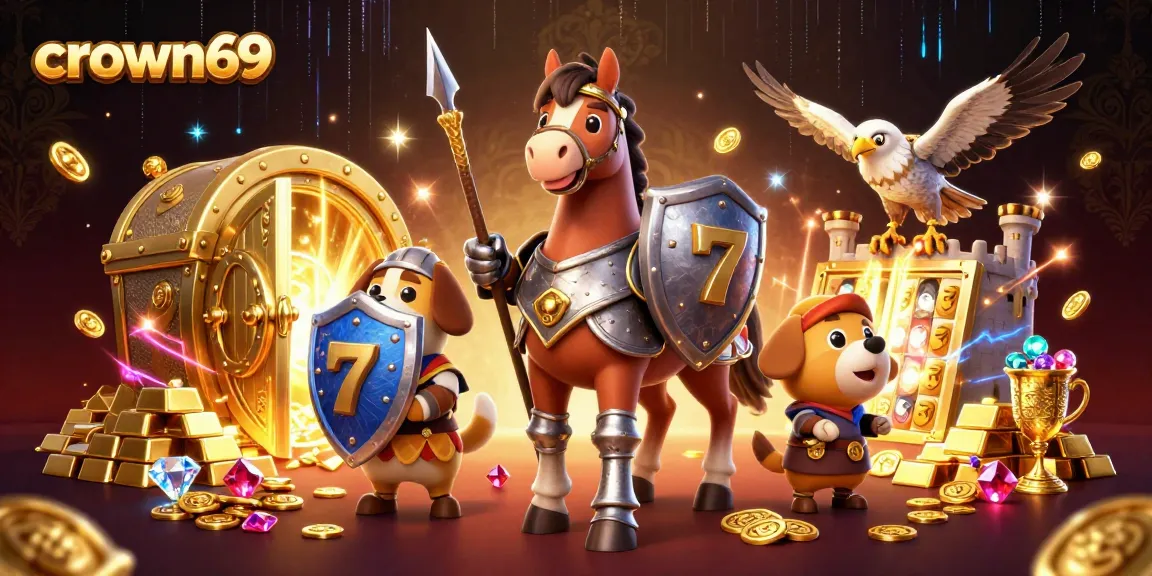 Engage in thrilling gameplay with crown69, featuring slot reels and sparkling treasures in 3D.