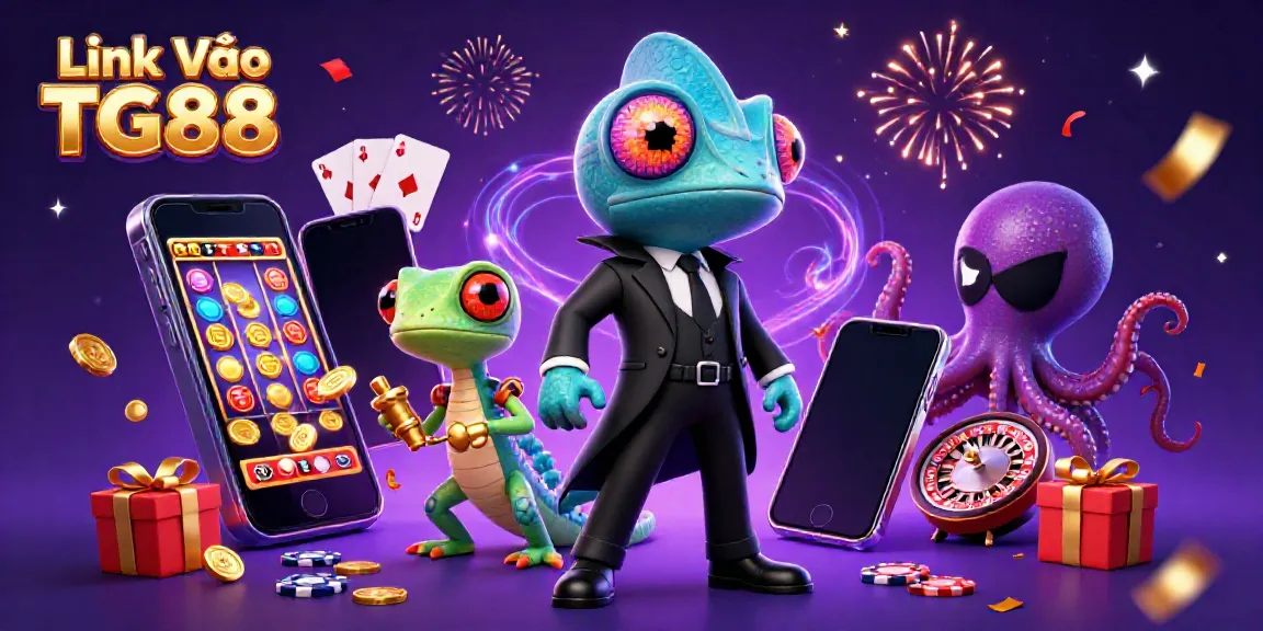 Experience exhilarating gameplay with Link Vào TG88, featuring vibrant illustrations of dynamic casino action.