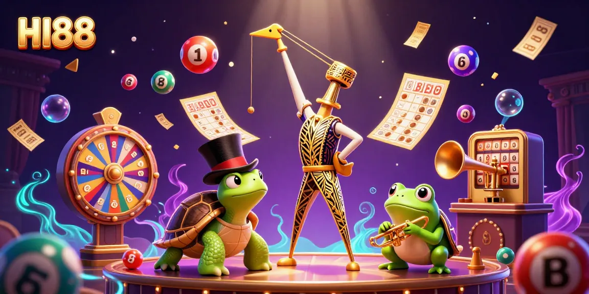 Exciting HI88 game scene with dynamic lottery elements and lively characters in a vibrant casino setting.