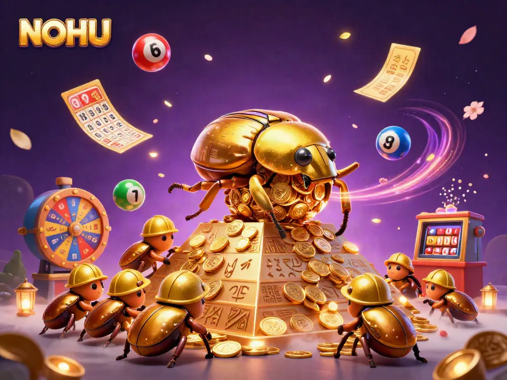 Spin the NOHU jackpot and experience the thrill of winning big with vibrant casino elements and 3D characters.