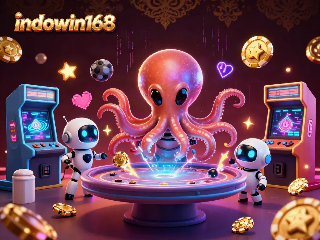Experience excitement with indowin168 as an alien octopus hosts a holographic poker game.