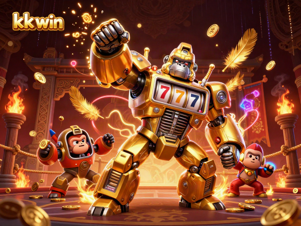 Experience thrilling action with KK Win's casino mech, showcasing vibrant gaming elements.