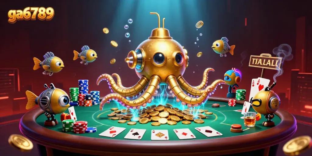 Engage with the immersive ga6789 casino experience through 3D Kraken-themed underwater adventure.