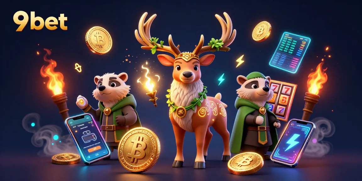 Engage with the vibrant world of 9bet as it showcases a magical casino scene with a Celtic druid and magical elements.