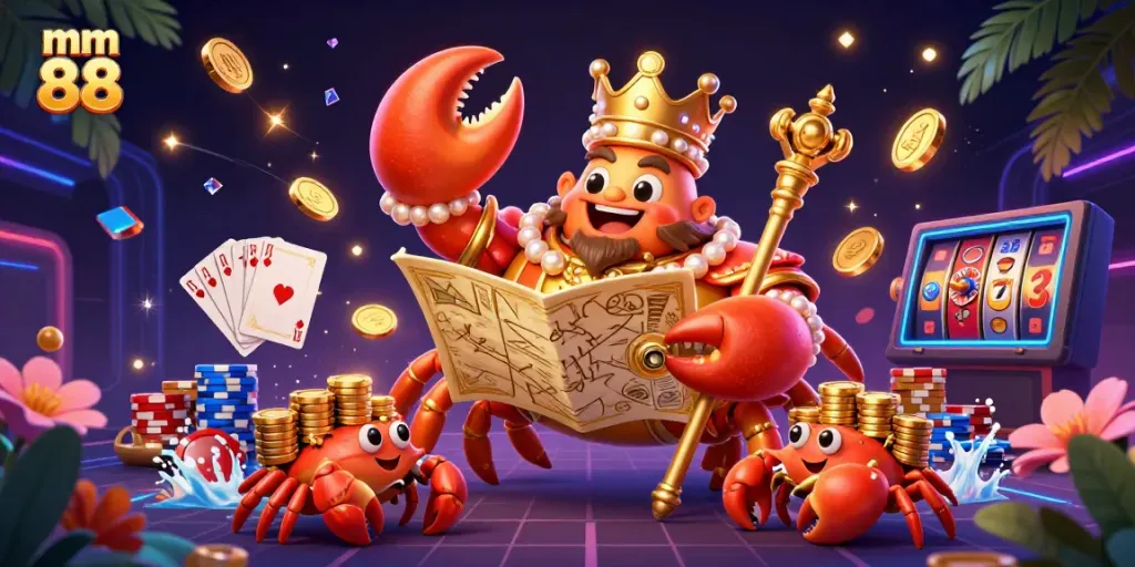 Experience exciting gameplay at mm 88 with the golden crab emperor and dazzling casino elements.