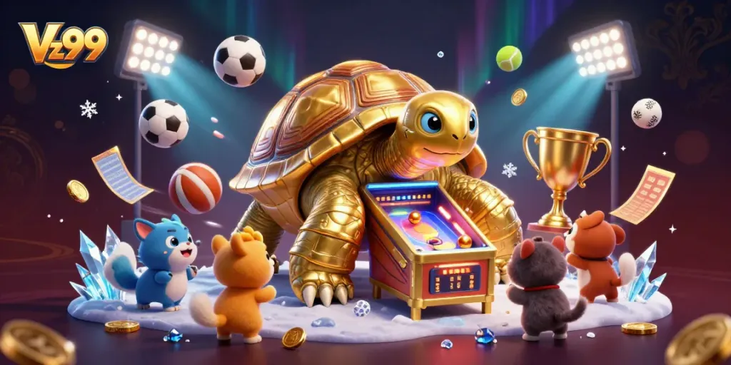 Experience thrilling gaming action with Vz99's vibrant pinball-themed illustration showcasing excitement in betting.