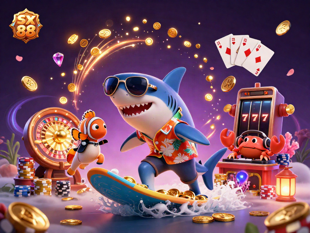 Experience the excitement of sx 88 with a vibrant 3D casino illustration showcasing winning elements.