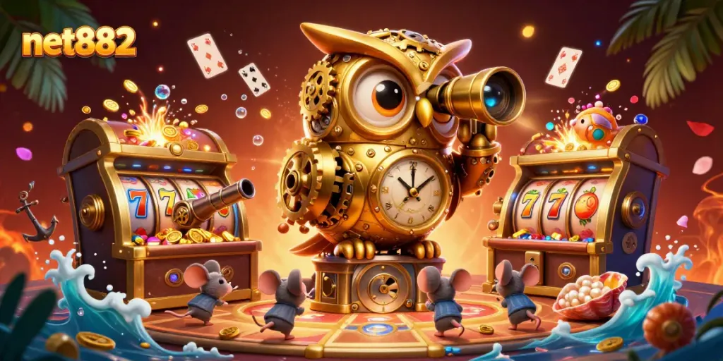 Experience immersive gaming with net882's vibrant slots and unique characters set in an extraordinary casino