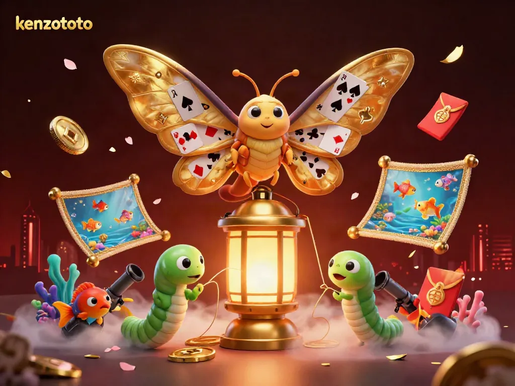 Kenzototo captures the excitement of online fish shooting games with vibrant 3D characters and elements.