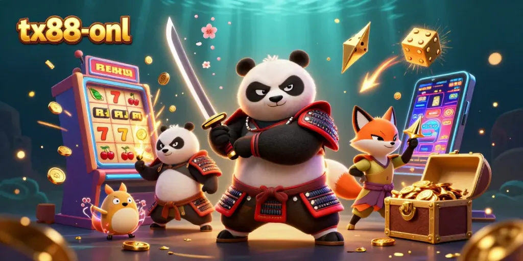 Engage in thrilling gameplay at tx88-onl with vibrant cartoon characters in a winning casino atmosphere.