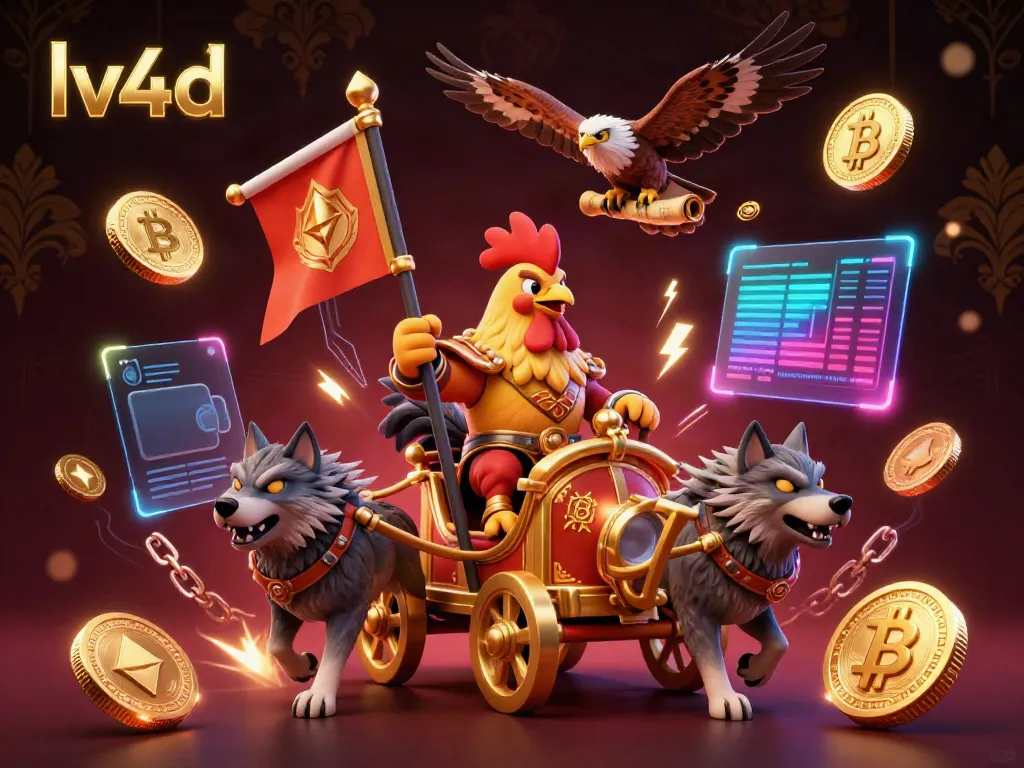 Experience the excitement of lv4d with a rooster warlord in an electrifying crypto casino scene.