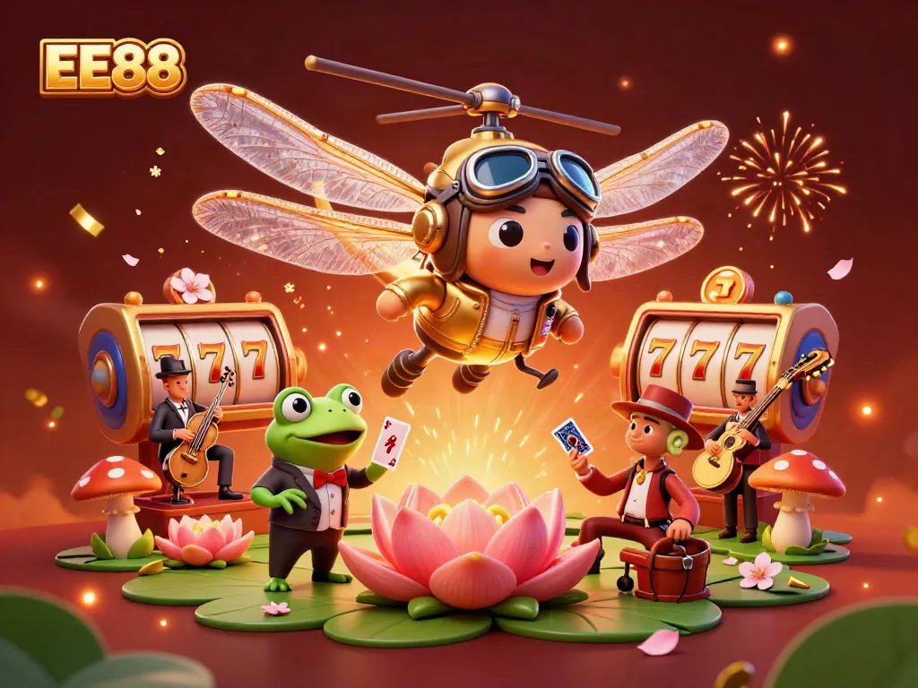 Experience the excitement of EE88 casino gaming with vibrant characters and dynamic elements.