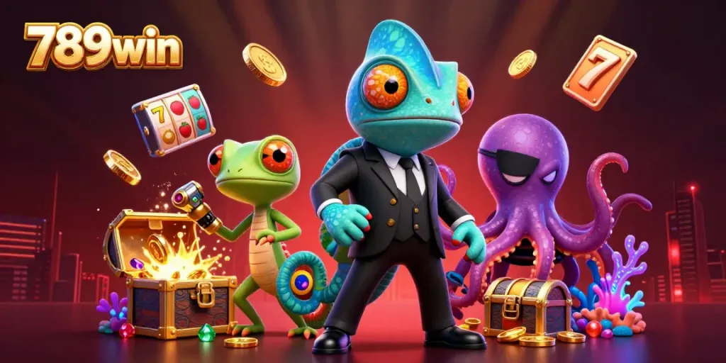 Experience thrilling gameplay at 789win with vibrant slot reels and colorful treasures in a dynamic underwater scene.