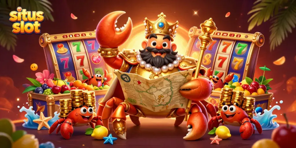 Menangkan slot gacor di situs slot dengan karakter kepiting raksasa emas, chip berlimpah, dan suasana kasino yang ceria.