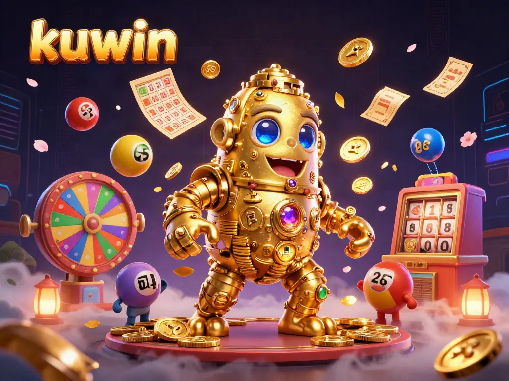 Engage in thrilling games at Kuwin, featuring a golden golem and dynamic lottery elements.
