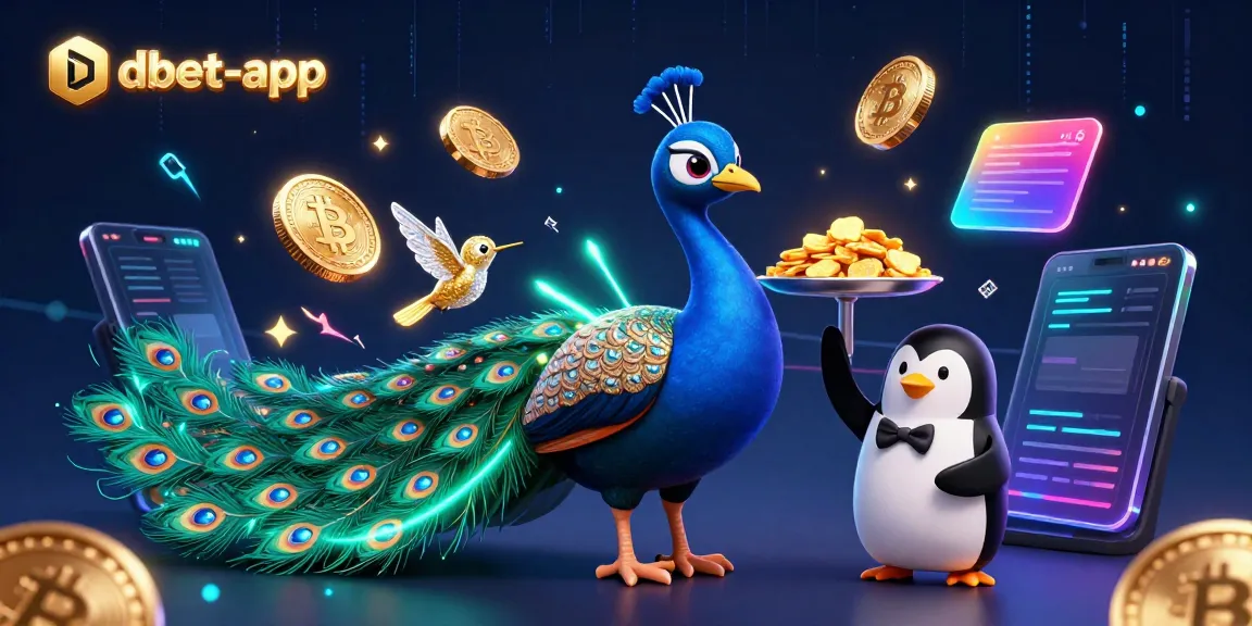 Experience high-stakes gaming at debet-app with a vibrant casino scene featuring lavish characters and crypto coins.