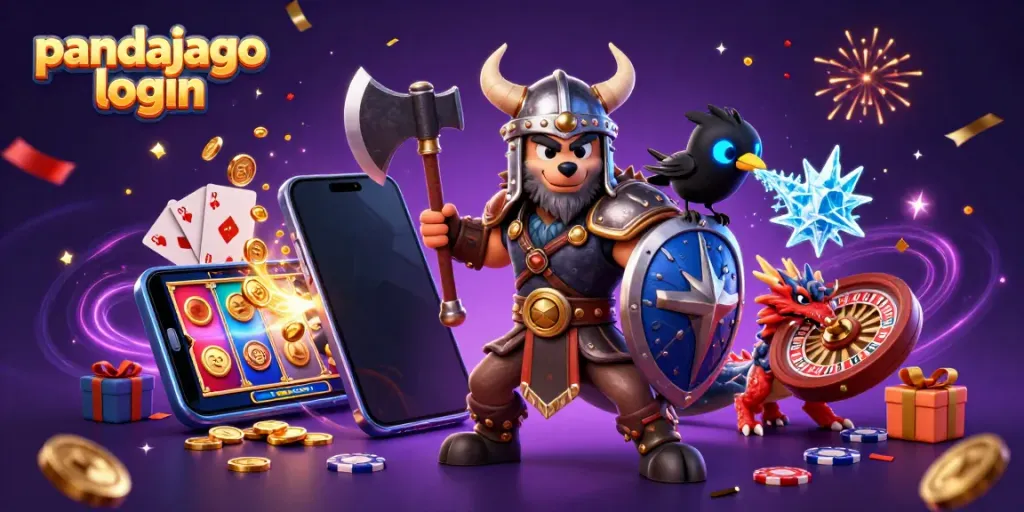 Permainan slot seru dengan pandajago login, dipimpin oleh karakter serigala Viking dan naga beku yang mengagumkan.
