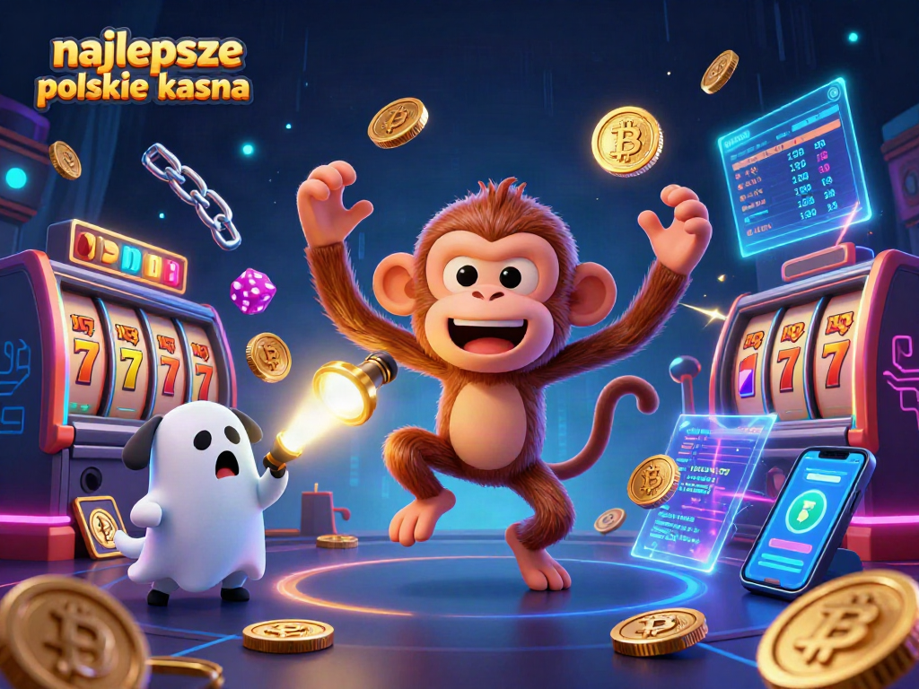 Experience the thrill of najlepsze polskie kasyna with a playful poltergeist monkey juggling in a vibrant casino.