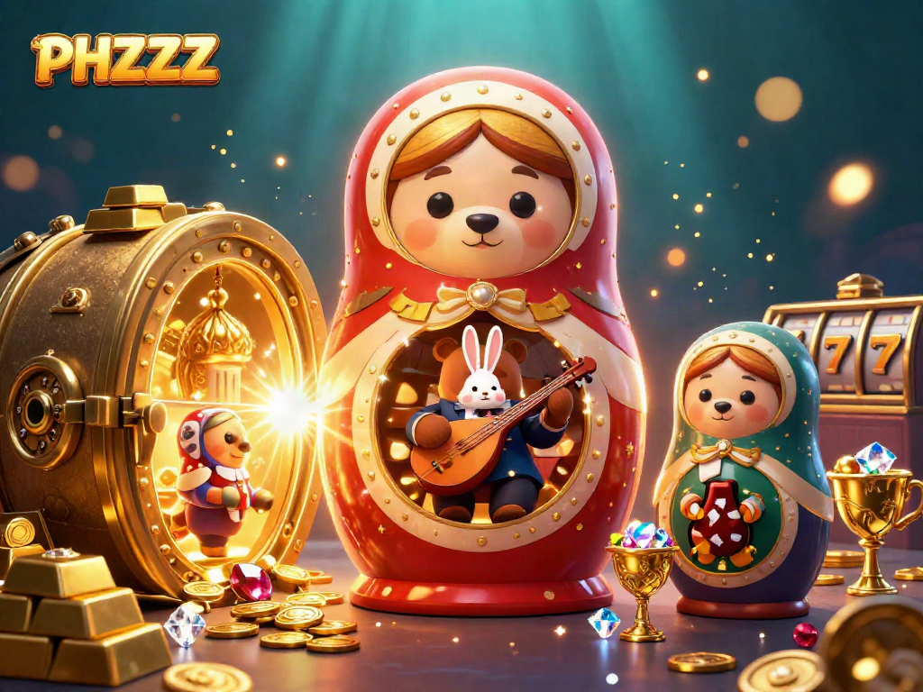Spin the reels with PHZZZ in this vibrant casino-inspired 3D illustration.