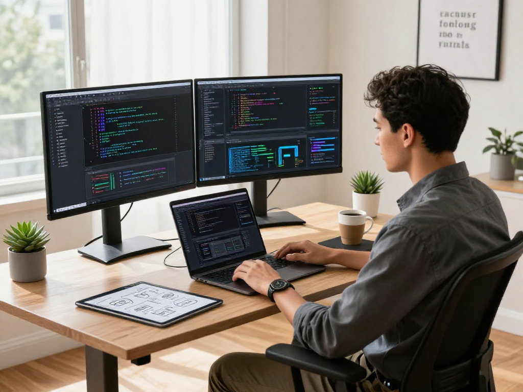 Focused developer working with crush ai algorithms in a modern tech workspace.