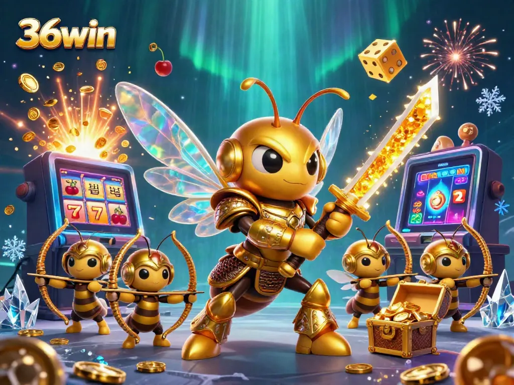 Experience the thrill of 36win with exciting games and jackpots in a vibrant casino illustration.