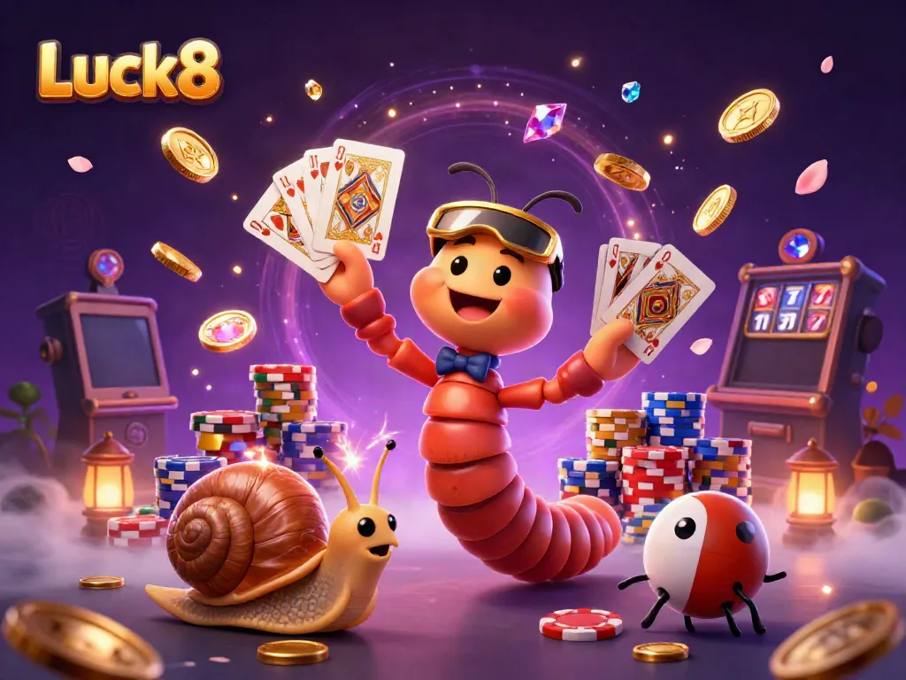 Experience the thrill of Luck8 with an exciting millipede dealer and a treasure of casino elements.