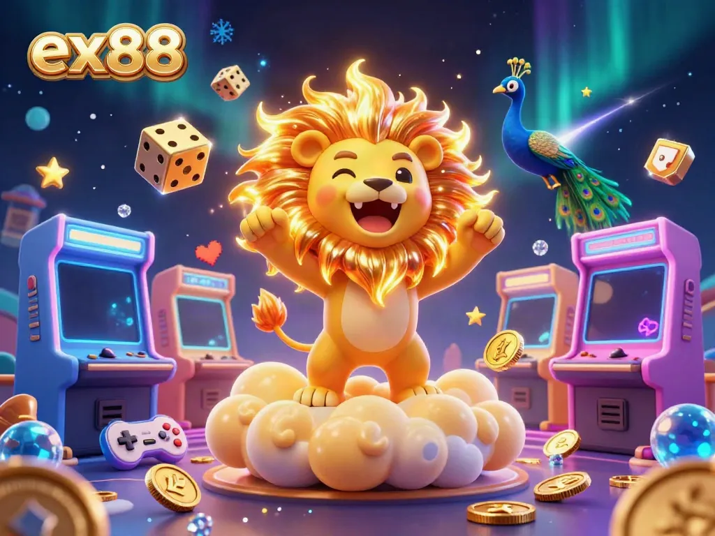 Engage with ex88's thrilling 3D casino adventure filled with vibrant characters and colorful game elements.