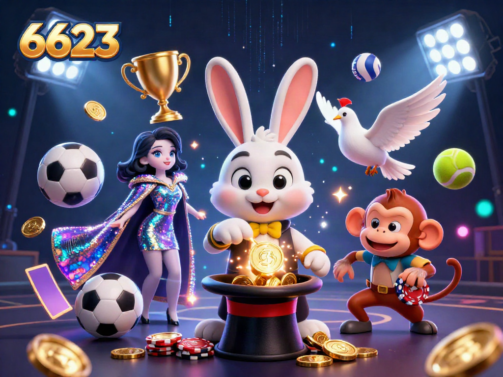 Experience exciting wins at 6623 with a magical casino scene filled with vibrant characters.