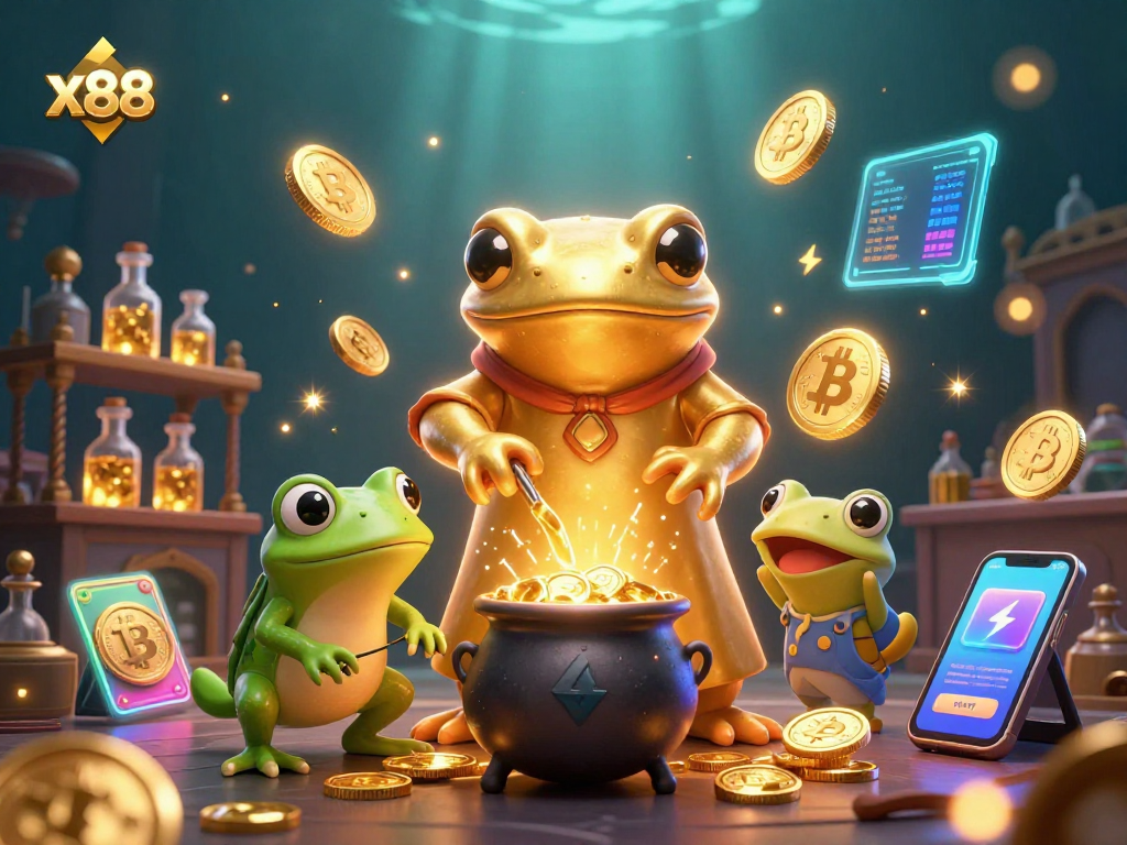 Engage in winning strategies at x88 with vibrant 3D casino elements and characters.
