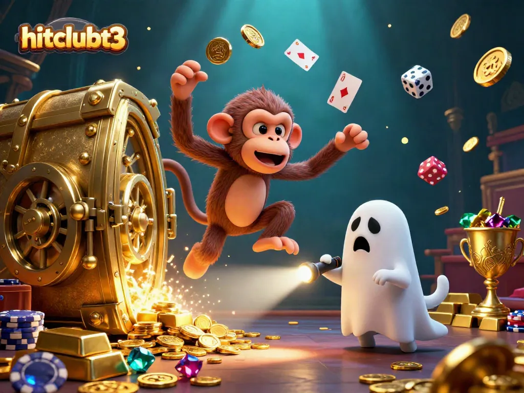 Experience the thrill and excitement of hitclubt3 as the mischievous monkey juggles gold in a haunted casino.