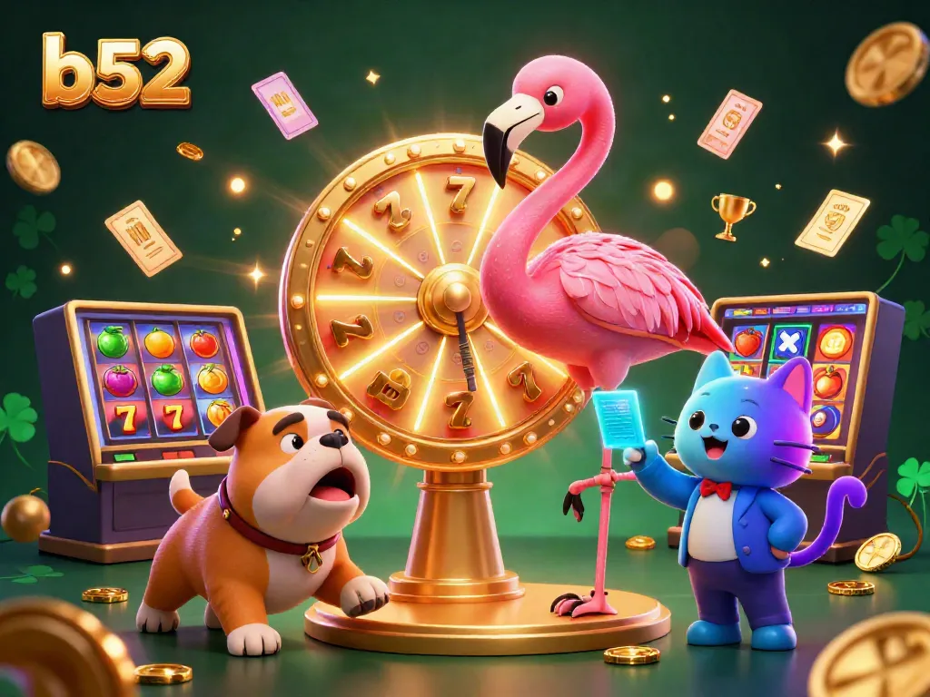 Engage with b52's exciting slot games featuring dynamic reels, golden prizes, and lively cartoon characters.