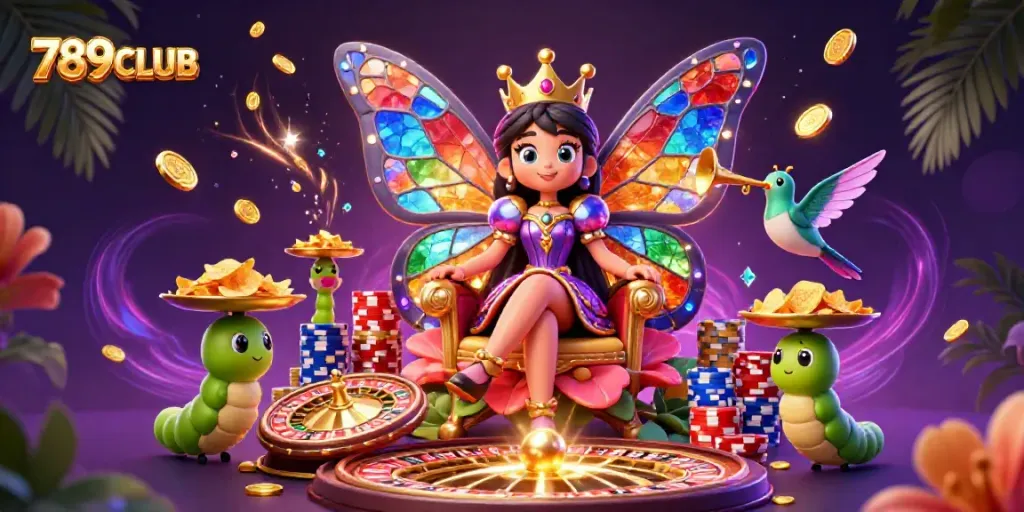 Experience the excitement of 789CLUB with vibrant casino elements and characters in a captivating 3D illustration.